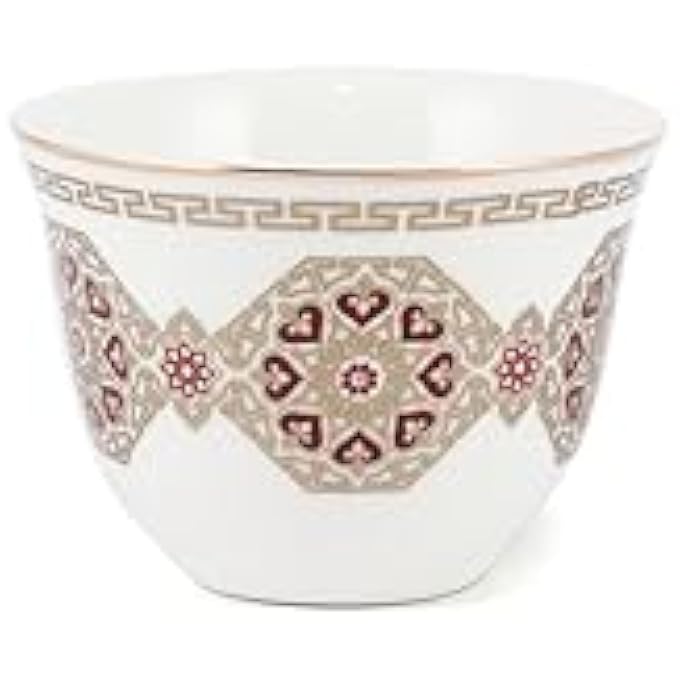 rayihni Golden Red Pattern Porcelain Tea And Coffee Serving Set 51Pieces Ivory - Image 4