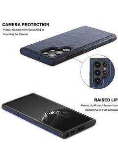 Mikki Samsung Galaxy S23 Ultra Case, Vegan Leather Protective Case for Samsung S23 Ultra 5G 6.8‘’, Luxury, Elegant and Beautiful Design Cover, Non-Slip Vintage Looking Perfect Stitching Leather Case(Blue)  - Image 3