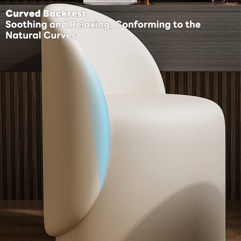 شاربدو كرسي تزيين لغرفة النوم، مقعد دائري يدور 360 درجة، كرسي بوكل حديث مصمم بشكل أنيق مع جلد بولي يوريثان سميك - Image 4