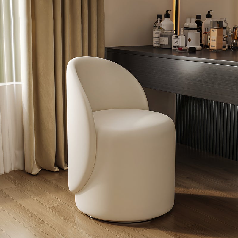 شاربدو كرسي تزيين لغرفة النوم، مقعد دائري يدور 360 درجة، كرسي بوكل حديث مصمم بشكل أنيق مع جلد بولي يوريثان سميك - Image 1