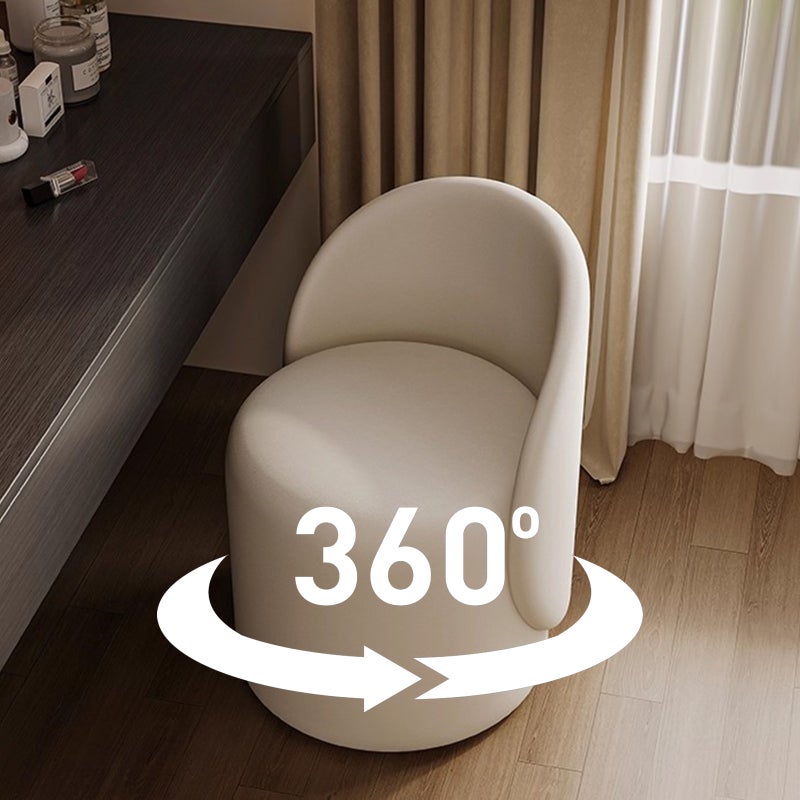 شاربدو كرسي تزيين لغرفة النوم، مقعد دائري يدور 360 درجة، كرسي بوكل حديث مصمم بشكل أنيق مع جلد بولي يوريثان سميك - Image 3