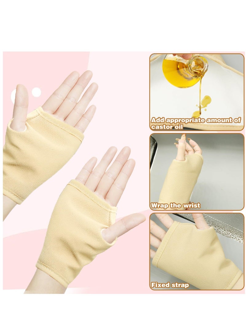 إسكدنيا Castor Oil Pack Wrap for Wrists, 2Pcs Organic Castor Oil Pack, Reusable Castor Oil Wraps with Hook And Loop, Castor Oil Pads Compress Pads Castor Oil Patch Kit for Women Men, Castor Oil Not Included - Image 3