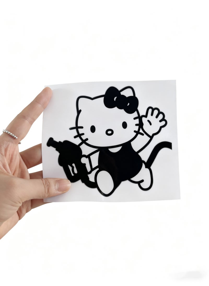 2 Hello Kitty car stickers, 1 color + 1 black cute stickers - Image 3