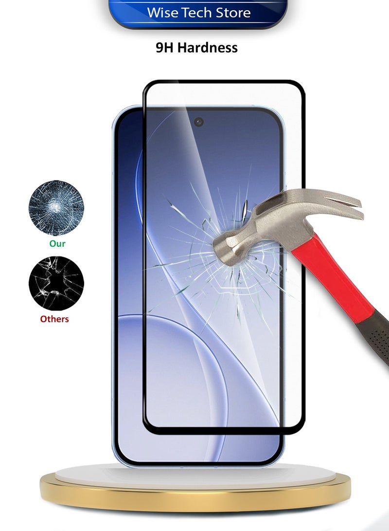 دبليو تيك واقي شاشة زجاجي مقسّى كامل مع غطاء كامل لهاتف Oppo Reno15 5G 2025 سلسلة Premium E2E (MSGECN) - شفاف/أسود - Image 3