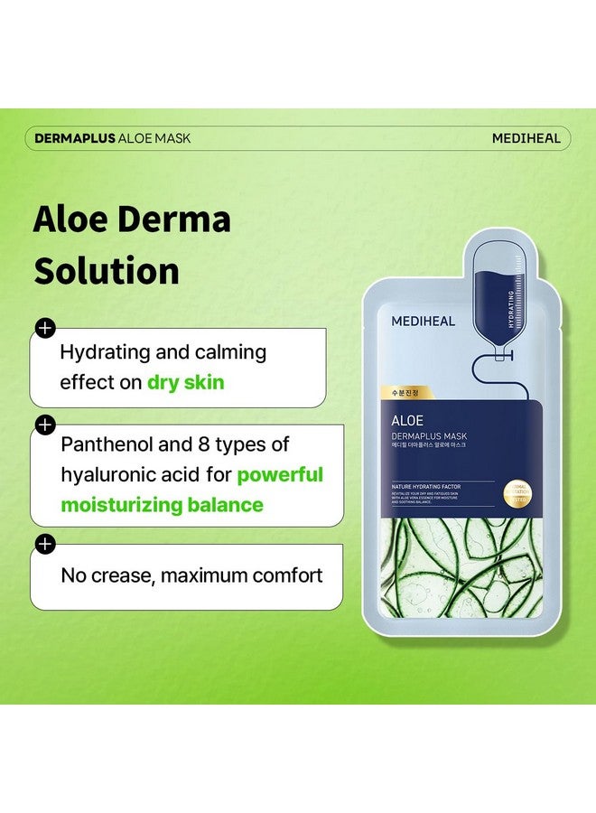 ميدي هيل قناع Dermaplus Aloe (10 قطع) قناع نباتي يومي لترطيب البشرة مع قناع ورقي للعناية الذاتية بالبشرة من البانثينول والهيالورون الكوري - Image 3