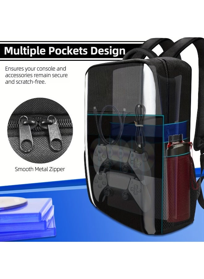 شاربدو حقيبة حمل واسعة ومتينة لأجهزة سوني 5 PS5 وإكس بوكس Xbox Series X/S مع حزام كتف قابل للتعديل لحفظ الجهاز والكنترول والملحقات للاستخدام اليومي والسفر والتنقل - Image 4
