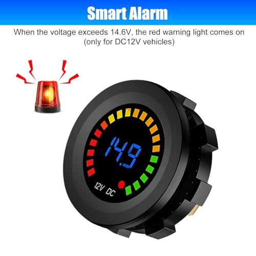 Linkstyle Battery Meter, Waterproof 12V Voltmeter Gauge, LED Digital Display Voltage Gauge, Round Voltage Meter for Marine Car Motorcycle Truck Boat RV - Image 3