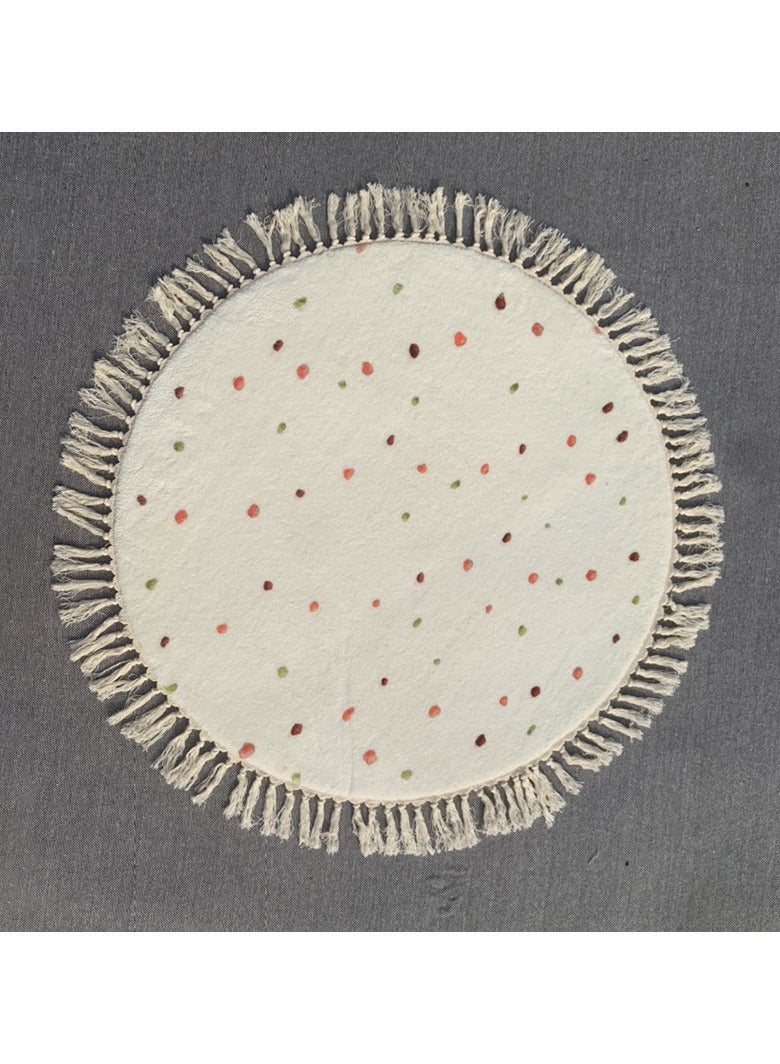 Loquat Circular Fringe Print Machine Washable Carpet - Image 1