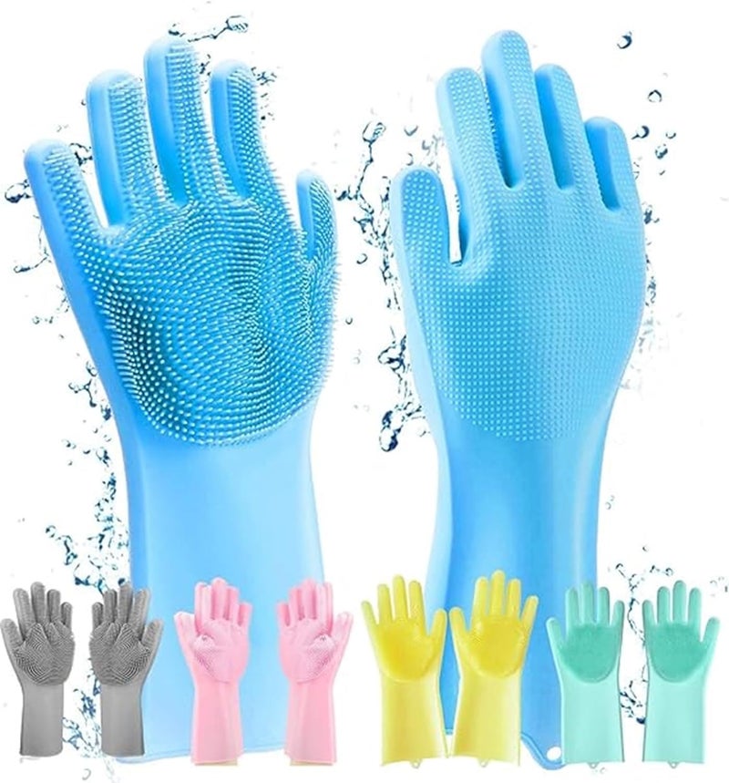 Solitude Magic Gloves Silicone Dish Washing Cleaning Gloves, Silicone Hand Gloves for Kitchen Dishwashing and Pet Grooming, Great for Washing Dish, Car, Bathroom (Multicolour, 1 Pair) - Image 1