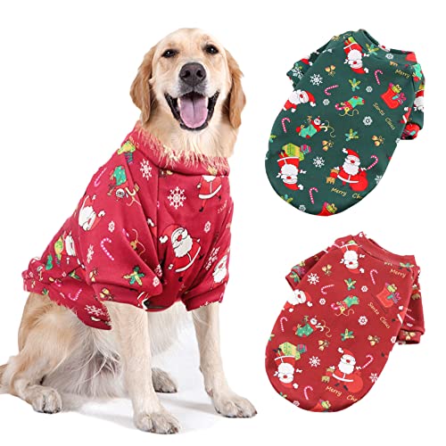 AFYHH 2Packs Large-Dog Christmas Clothes-Sweater - Costumes Winter Warm Xmas Puppy Holiday for Dog Cold Weather Outfit Apparel for Medium Large Dogs (S/M (Chest:22.8'',Back:15.7'')) - Image 1