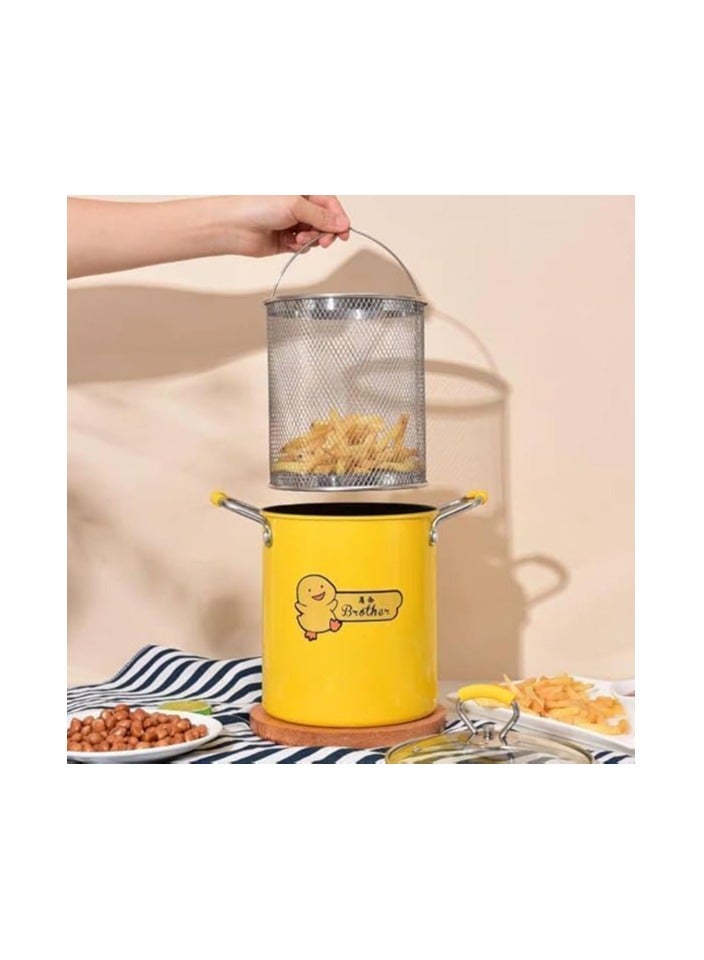 حلة تحمير بالباسكت وغطاء زجاج المكونات : حلة + غطاء زجاج حراري + باسكت شبك + مقبض استانلس 3 لتر - Image 2