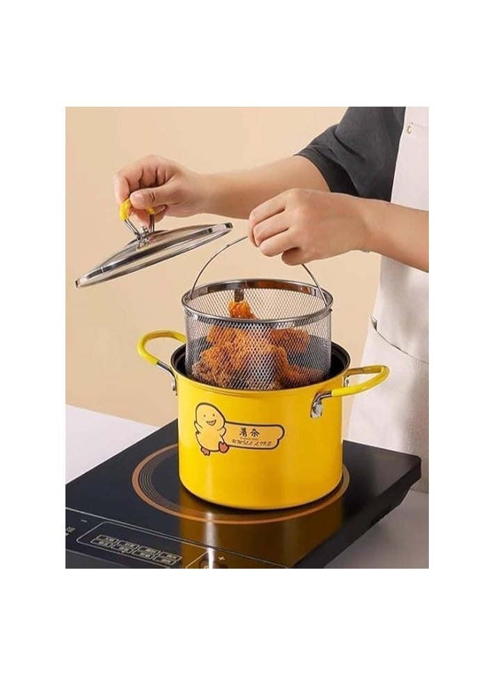 حلة تحمير بالباسكت وغطاء زجاج المكونات : حلة + غطاء زجاج حراري + باسكت شبك + مقبض استانلس 3 لتر - Image 3