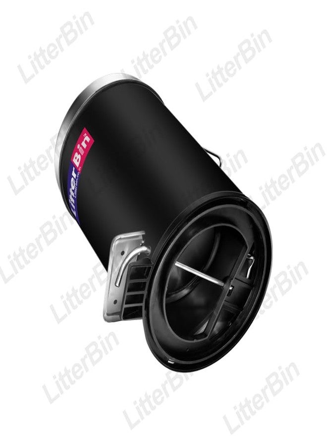 LITTERBIN سلة مهملات LITTERBIN من الفولاذ المقاوم للصدأ، لون أسود، مزودة بغطاء ودلو | سلة مهملات للمنزل، الحمام، الأماكن الخارجية، الأماكن الداخلية، المطبخ، غرفة النوم، المكتب - فضي (7 × 10 بوصات - 5 لترات) - Image 5