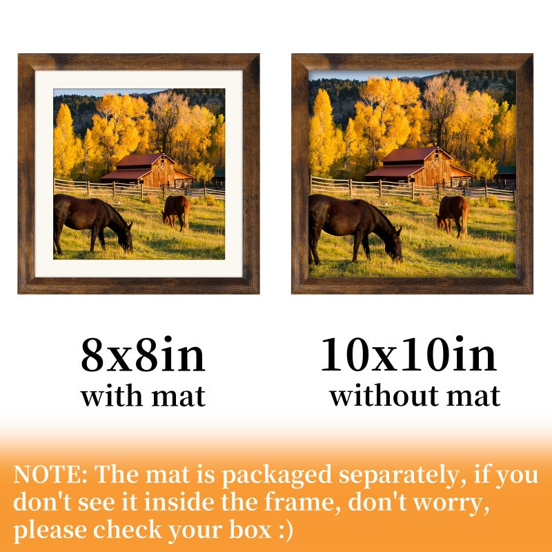 AEVETE Picture Frame 10x10 Dark Brown Photo Frames Rustic for Wall and Desk Decor - Image 3