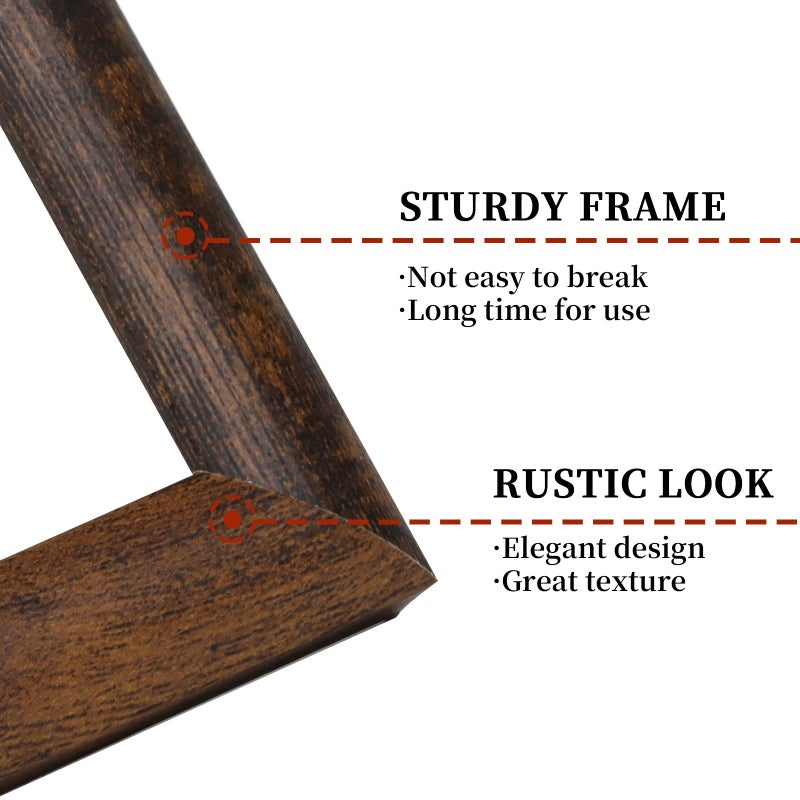 AEVETE Picture Frame 10x10 Dark Brown Photo Frames Rustic for Wall and Desk Decor - Image 2