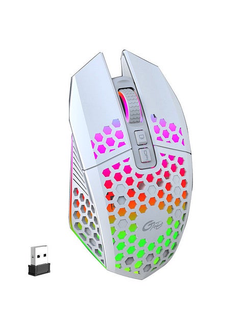 2.4G Wireless Mouse Portable Cordless Computer Mouse for Notebook PC Laptop with USB Receiver Colorful LED Light 800/1200/1600 3-Level DIP Built-in Rechargeable Battery