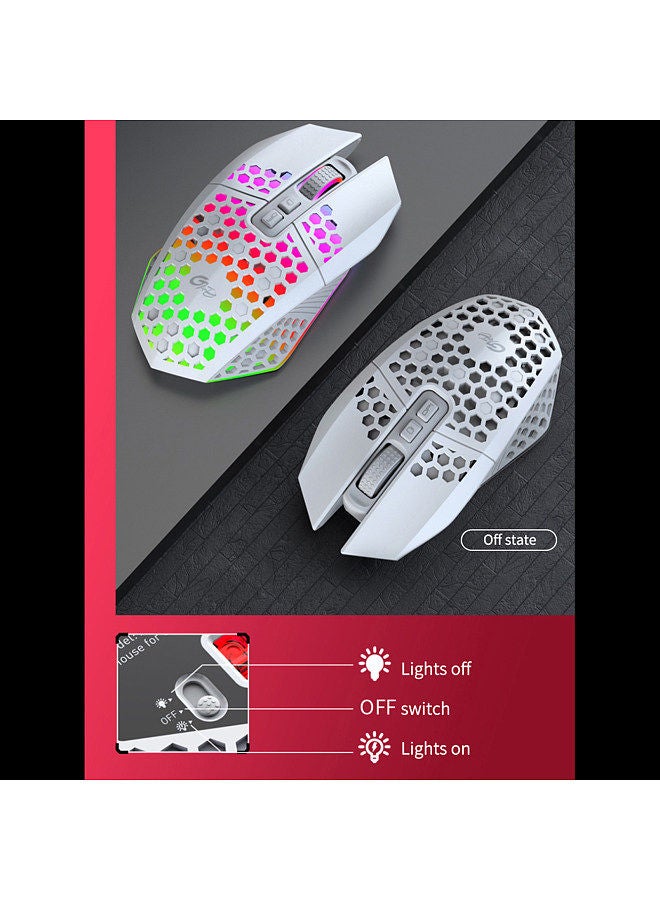 2.4G Wireless Mouse Portable Cordless Computer Mouse for Notebook PC Laptop with USB Receiver Colorful LED Light 800/1200/1600 3-Level DIP Built-in Rechargeable Battery
