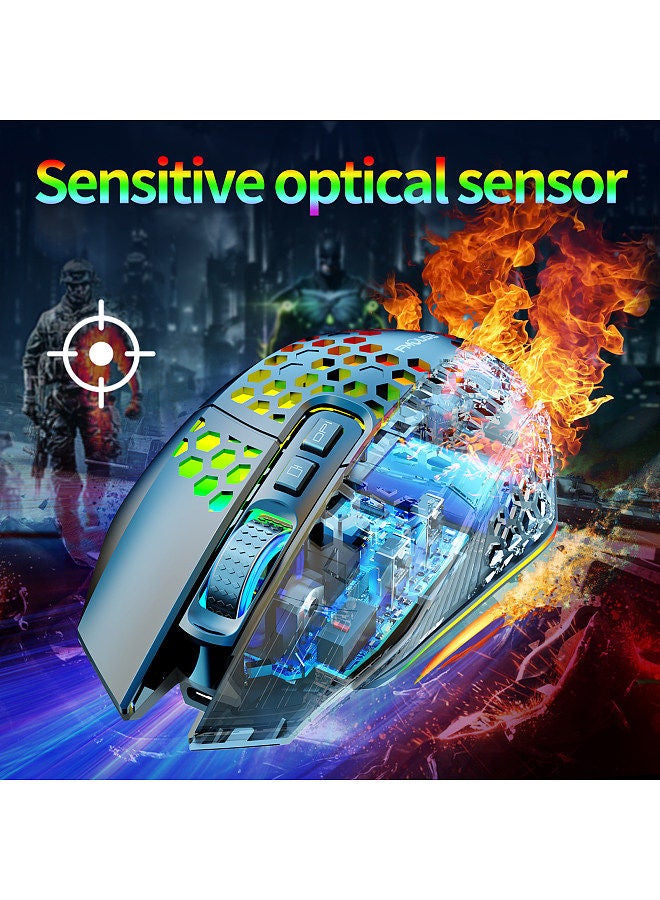 2.4G Wireless Mouse Portable Cordless Computer Mouse for Notebook PC Laptop with USB Receiver Colorful LED Light 800/1200/1600 3-Level DIP Built-in Rechargeable Battery
