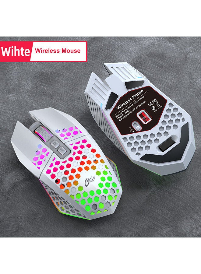 2.4G Wireless Mouse Portable Cordless Computer Mouse for Notebook PC Laptop with USB Receiver Colorful LED Light 800/1200/1600 3-Level DIP Built-in Rechargeable Battery