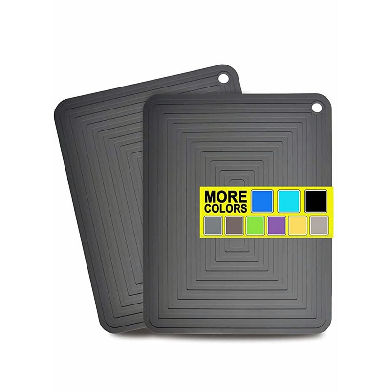 SOLARAE Silicon Trivet Mats for Dishes, Silicone Pot Holders heat resistant, Large Hot Pads for Kitchen Table - 12" x 9" Trivets for Pots and Pans Set of 2 - Image 1