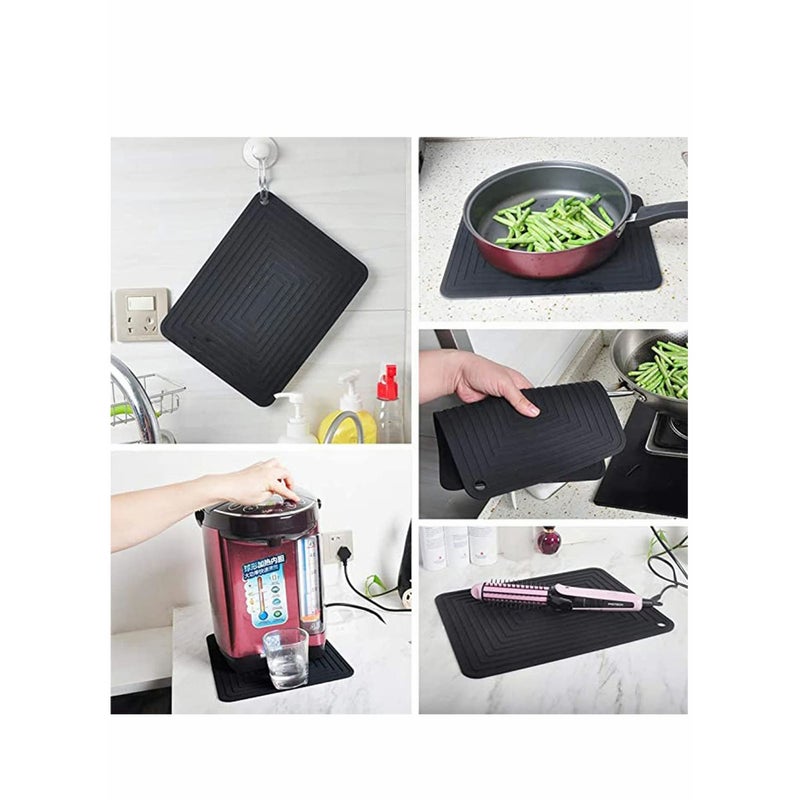 SOLARAE Silicon Trivet Mats for Dishes, Silicone Pot Holders heat resistant, Large Hot Pads for Kitchen Table - 12" x 9" Trivets for Pots and Pans Set of 2 - Image 4