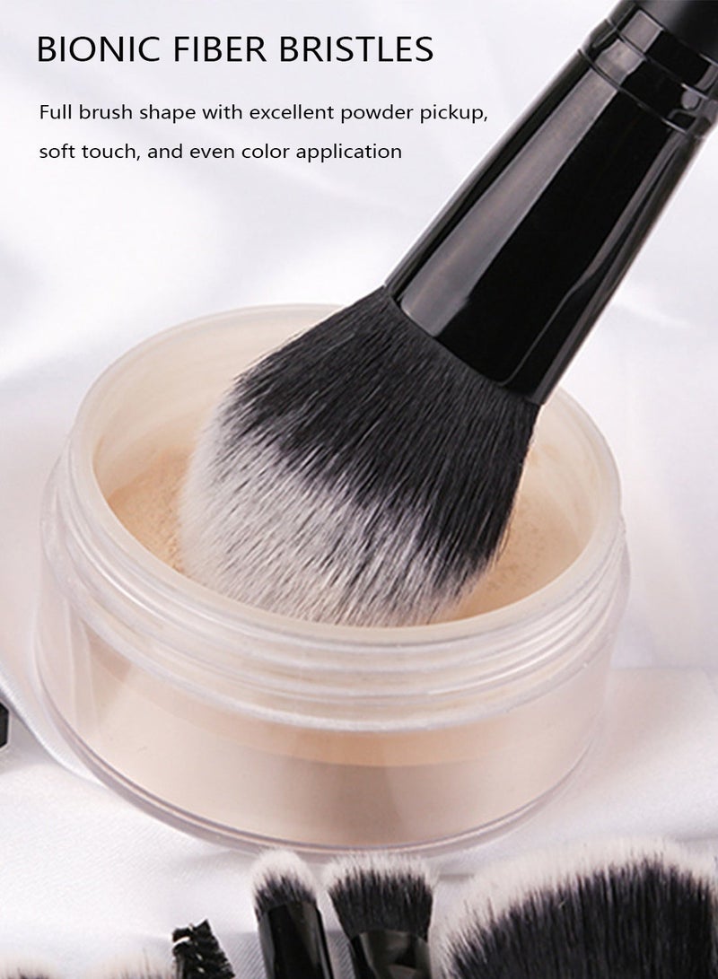 Zoreya 15Pcs Professional Makeup Brushes Set - Synthetic Foundation Powder Blush Contour Eyeshadow Brushes with Black Handles, Complete Face & Eye Kit - Image 4
