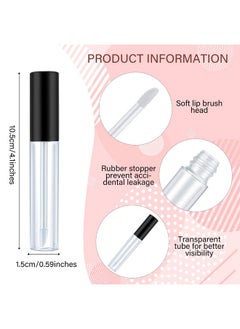 Patelai 50 Pieces Empty Lip Gloss Containers Lip Gloss Tubes, Refillable Lip Balm Bottles Plastic Lipstick Tubes with Rubber Inserts Cosmetic Tools for Women DIY Makeup, 10 ml (Black)  - Image 2