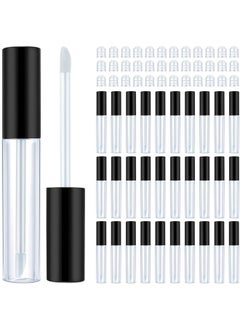 Patelai 50 Pieces Empty Lip Gloss Containers Lip Gloss Tubes, Refillable Lip Balm Bottles Plastic Lipstick Tubes with Rubber Inserts Cosmetic Tools for Women DIY Makeup, 10 ml (Black)  - Image 1