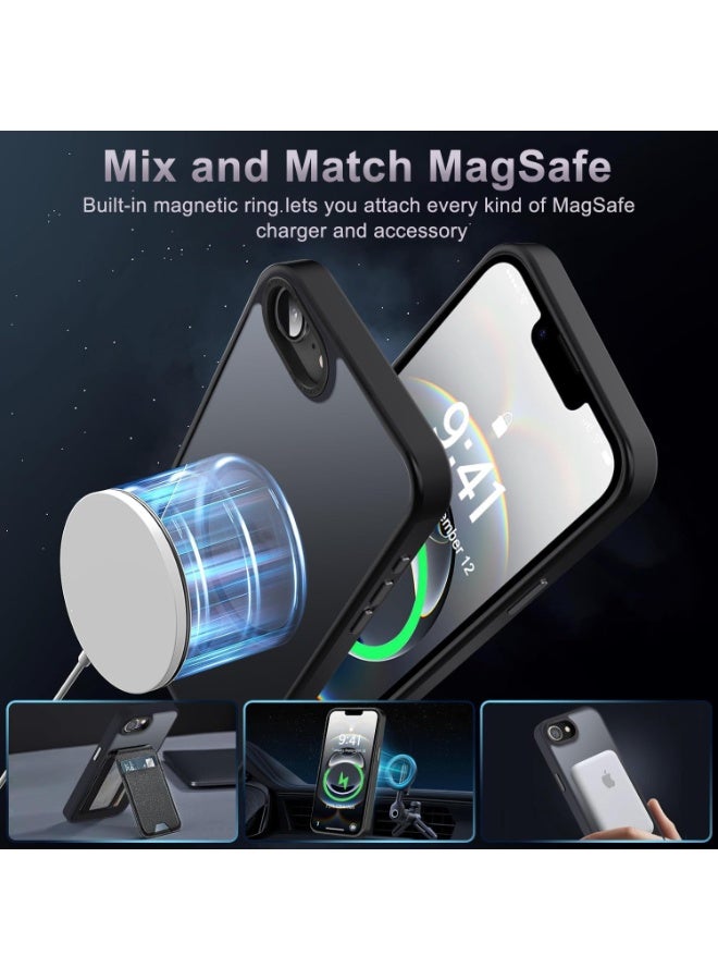 Mobile Phone Case iPhone 16e [Compatible with MagSafe] Translucent Matte Magnetic Shockproof Anti-Fingerprint Protective Case Case, Black - Image 3