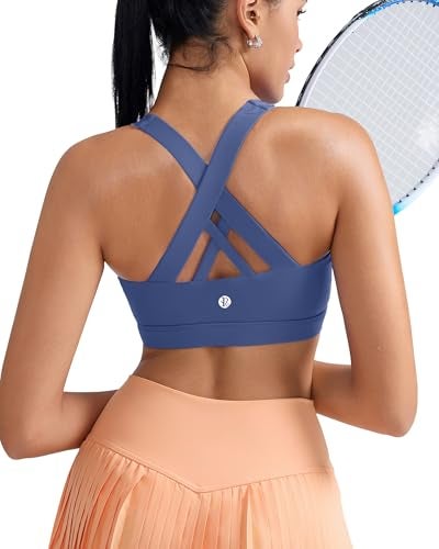 RUNNING GIRL Sports Bra for Women, Criss-Cross Back Padded Strappy Sports Bras Medium Support Yoga Bra with Removable Cups - Image 3