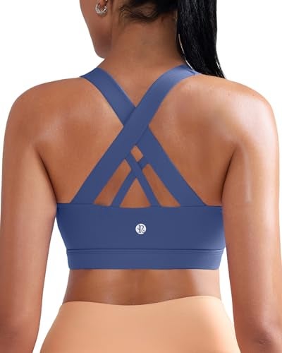 RUNNING GIRL Sports Bra for Women, Criss-Cross Back Padded Strappy Sports Bras Medium Support Yoga Bra with Removable Cups - Image 1