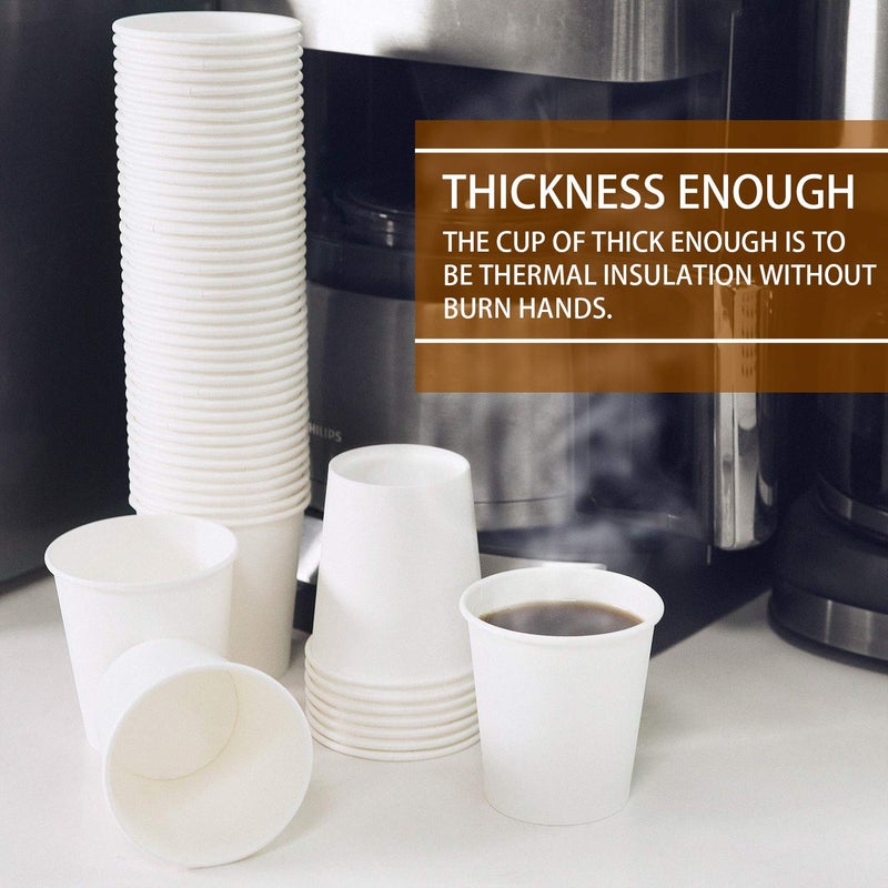 Vumdua Vumdua 300 Pcs 6 oz Disposable Paper Cups  Hot Cold Beverage Drinking Cup for Coffee  Water  Tea  Juice  Espresso & Cortado (White)  - Image 5