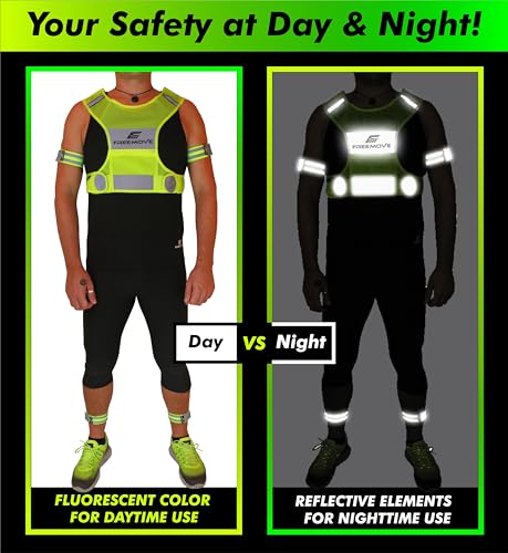 FREEMOVE Reflective Vest Running Gear + 2 Bands & Bag/Ultralight & Comfy Safety Vests with Front Pocket > High Visibility Reflector > for Men, Women > Running, Dog Walking or Cycling - Image 5