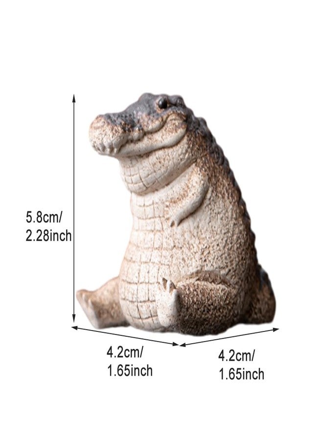PUXING Mini Resin Crocodile Alligator Baby Statue Ornament Garden Animals Crocodile Figurine Fat Tea Pet Alligator Baby Statue for Indoor Outdoor Home(Size:2.28 x 1.65in) - Image 2