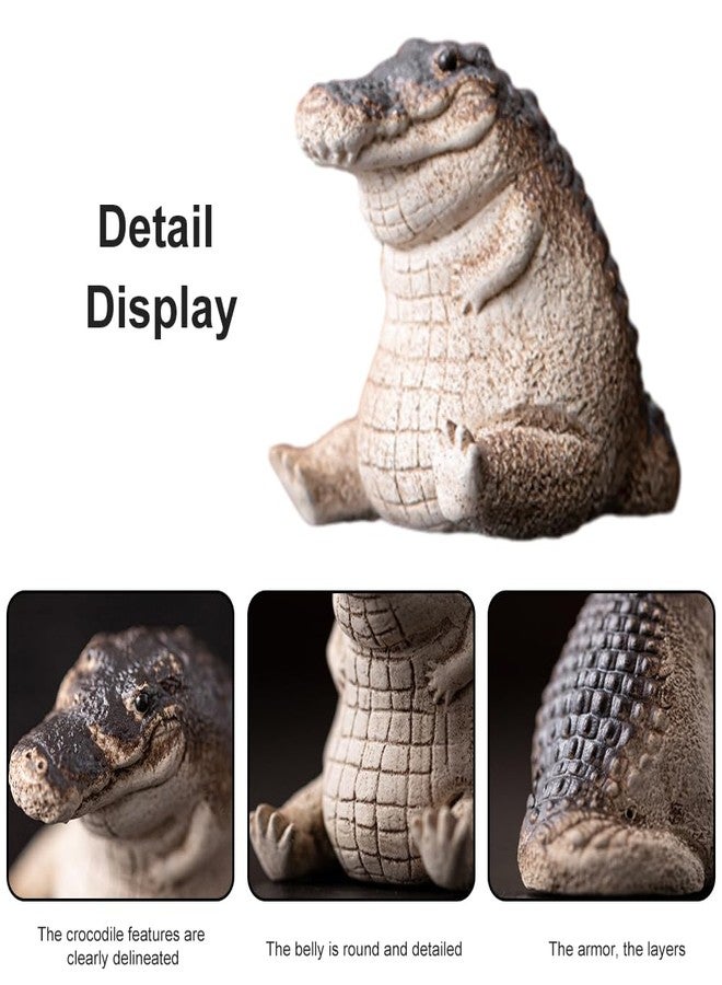 PUXING Mini Resin Crocodile Alligator Baby Statue Ornament Garden Animals Crocodile Figurine Fat Tea Pet Alligator Baby Statue for Indoor Outdoor Home(Size:2.28 x 1.65in) - Image 4