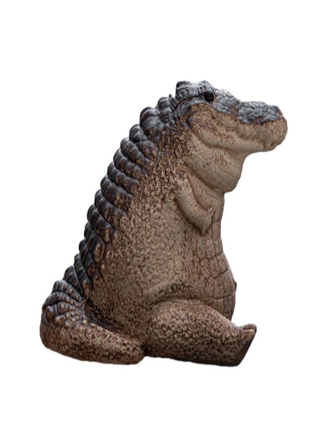 PUXING Mini Resin Crocodile Alligator Baby Statue Ornament Garden Animals Crocodile Figurine Fat Tea Pet Alligator Baby Statue for Indoor Outdoor Home(Size:2.28 x 1.65in) - Image 1