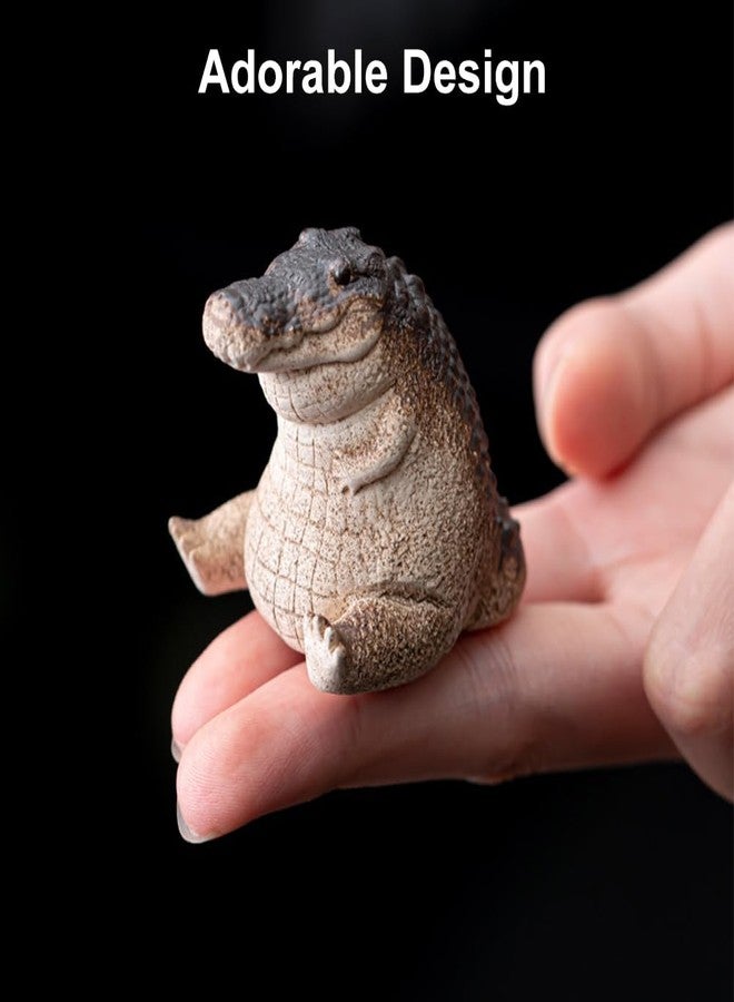 PUXING Mini Resin Crocodile Alligator Baby Statue Ornament Garden Animals Crocodile Figurine Fat Tea Pet Alligator Baby Statue for Indoor Outdoor Home(Size:2.28 x 1.65in) - Image 5