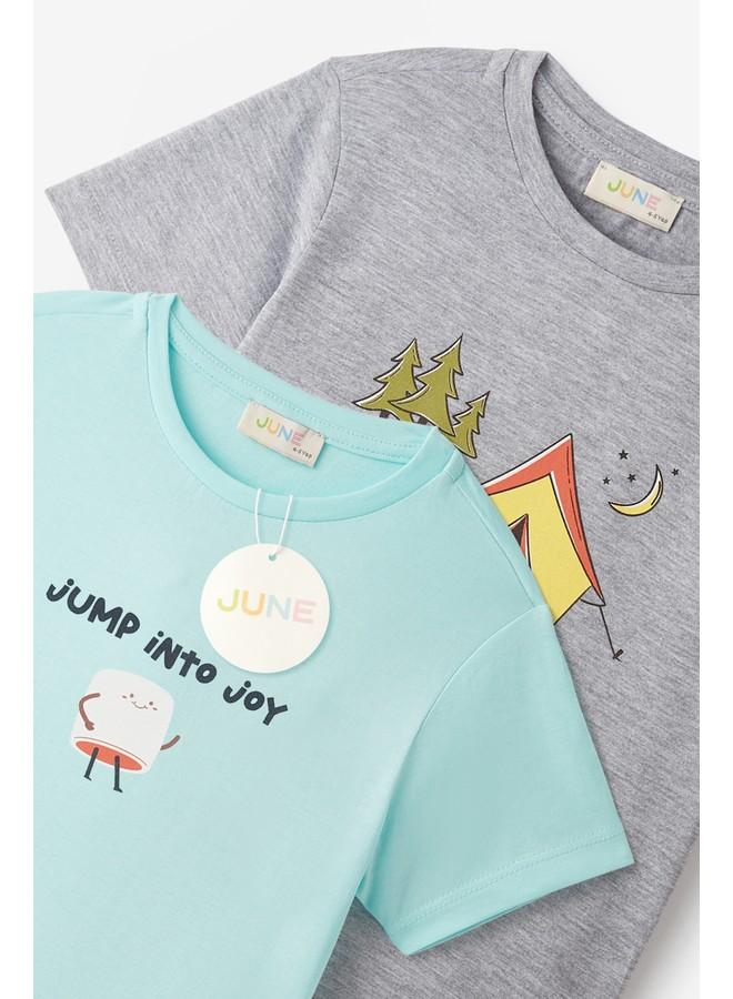 June Boy Short Sleeve 2-Pack Printed Tshirt Mint - Greymelanj - Image 4