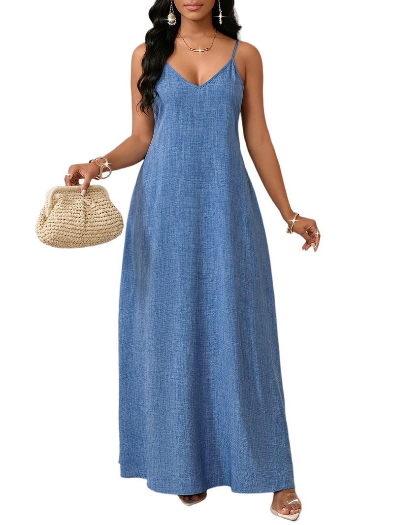 Women'S Suspender Solid Color Dress - Image 1