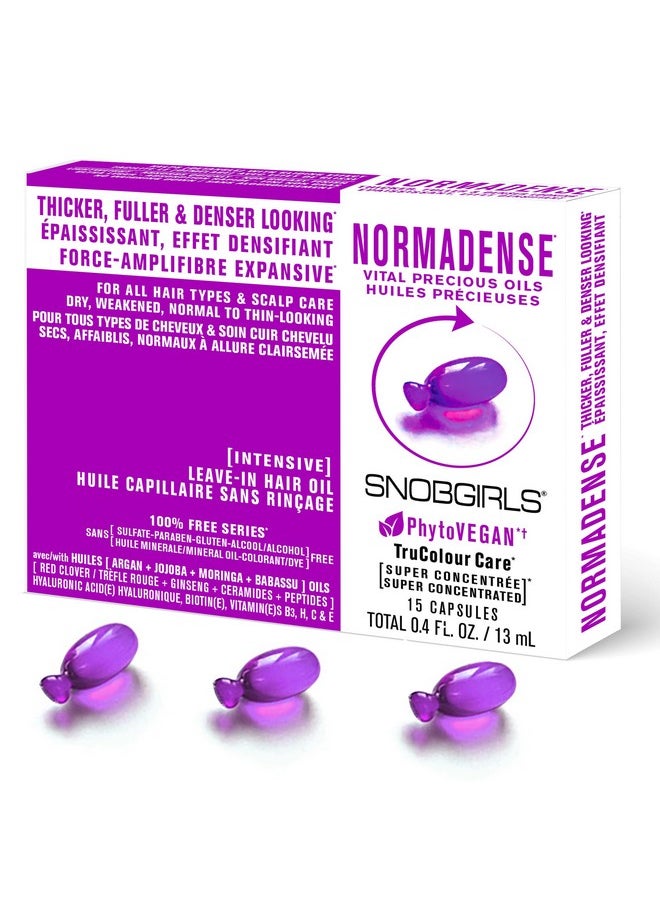 SNOBGIRLS Normadense Vegan Hair Growth Oil. Thicker, Fuller Hair Serum With Argan Oil, Hyaluronic Acid, Biotin & Vitamins (15 Capsules)  - Image 1