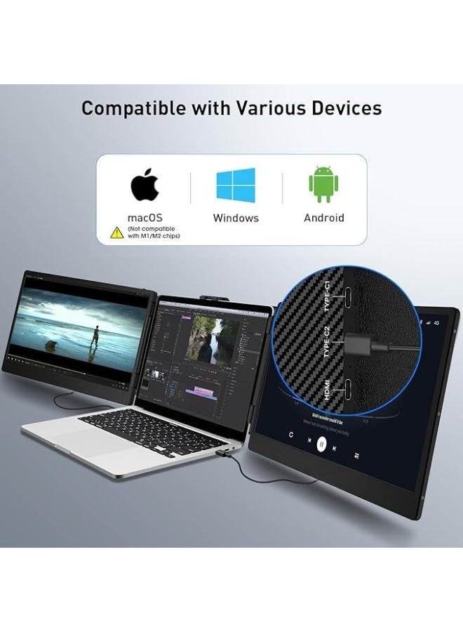 Triple Monitor Extender for Laptop, 14" Portable FHD 1080P Dual Screen Extender, Plug & Play for 13–17" Laptops - Image 4