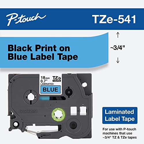 Brother Genuine P-Touch TZE-541 Tape, 3/4" (0.7") Standard Laminated P-Touch Tape, Black on Blue, for Indoor or Outdoor Use, Water-Resistant, 26.2 ft (8 m), Single-Pack - Image 2