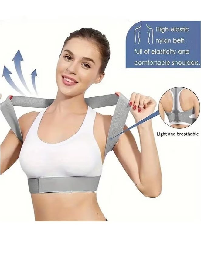 Back Brace and Posture Corrector for Men and Women, Spinal Corrector，Adjustable Back Brace for Hunchback and Posture Support, Relieves Shoulder-Neck-Back Pain (Grey/Size:L)) - Image 3