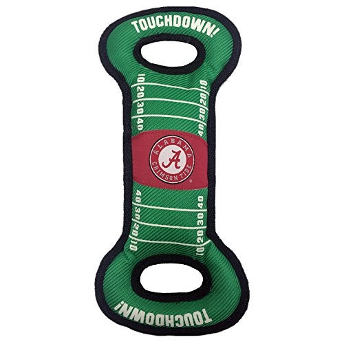 Pets First NCAA Football Field Dog Toy with Squeaker Alabama Crimson Tide for Tug Toss and Fetch Tough Durable PET Toy - Image 1