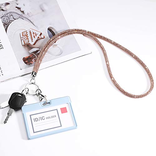 Soleebee Rhinestone Office Lanyard, 31.5'' Bling Neck Lanyard with Metal Clasp & Keyring, Crystal Lanyard for Women, ID Card, Keys Strap (Champagne) - Image 5