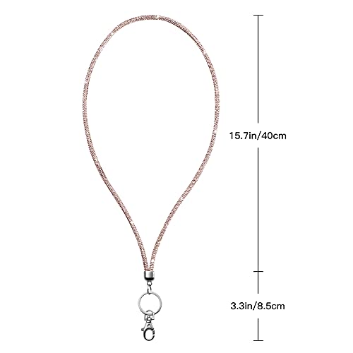 Soleebee Rhinestone Office Lanyard, 31.5'' Bling Neck Lanyard with Metal Clasp & Keyring, Crystal Lanyard for Women, ID Card, Keys Strap (Champagne) - Image 3