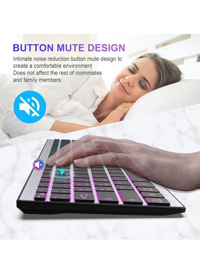 erorex Full Size Wireless Bluetooth Keyboard Rechargeable,Multi-Device (BT5.0+BT3.0+2.4G),Silent Click,RGB Backlight-Gray Black  - Image 3