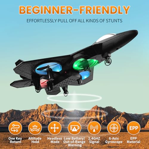 Beffkkip RC Plane 24GHz Remote Control Plane L0712 Quadcopter Hovering with Auto Hovering Fighter Aircraft RC Airplane RTF for Beginner Kids and Adults3D Flip Airplane Toy with Colored Lights USB Charging - Image 5