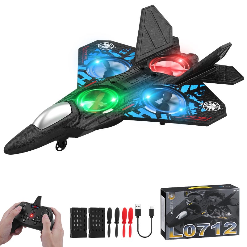 Beffkkip RC Plane 24GHz Remote Control Plane L0712 Quadcopter Hovering with Auto Hovering Fighter Aircraft RC Airplane RTF for Beginner Kids and Adults3D Flip Airplane Toy with Colored Lights USB Charging - Image 3