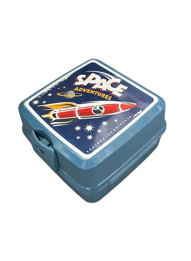 Hobby life lunch box 4 sections with spoon and fork 1400 ml blue